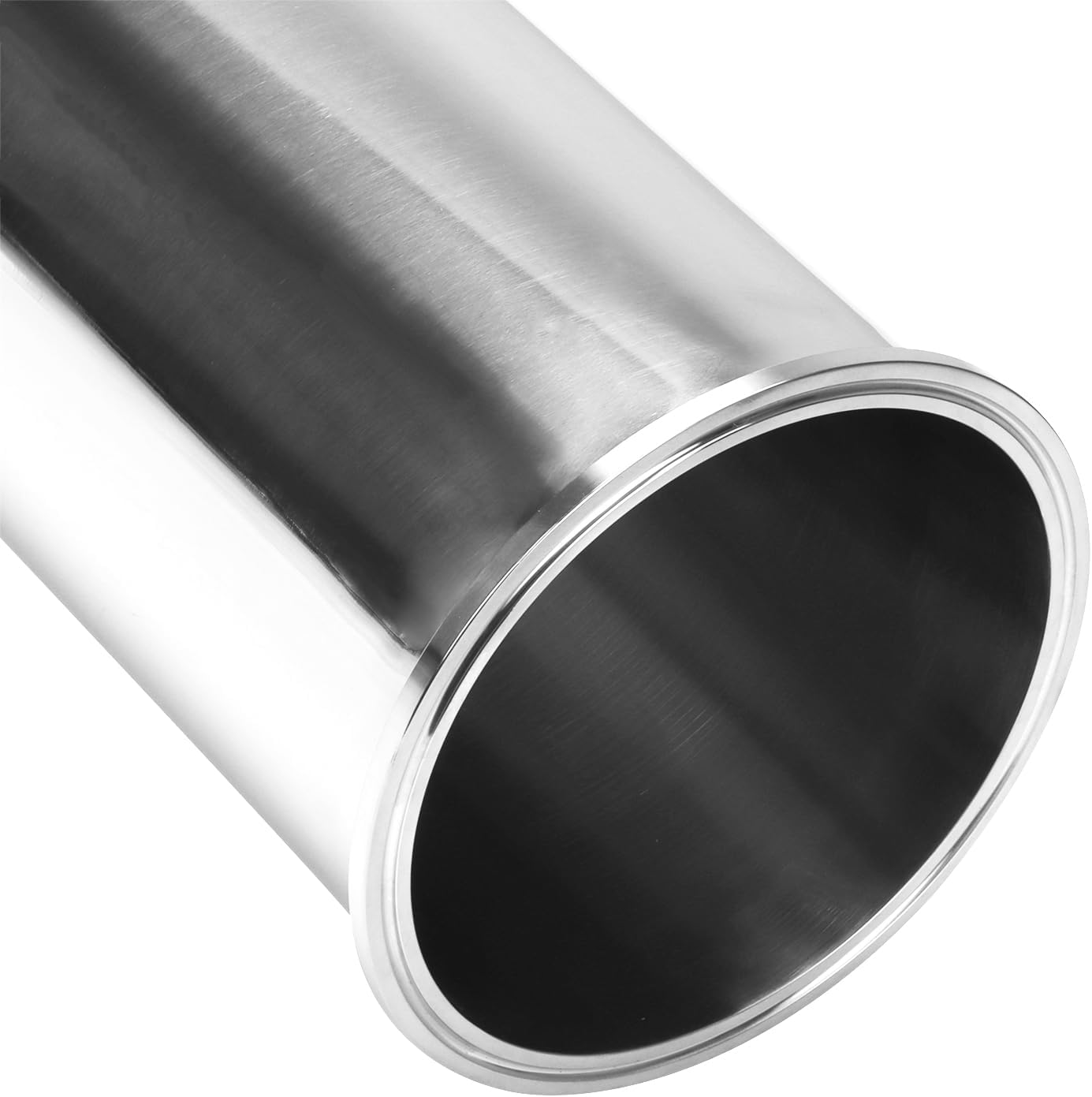 DERNORD Sanitary Spool Tube with Clamp Ends,Stainless Steel 304 Seamless Round Tubing with 6 inch Tri Clamp Ferrule Flange(Tube Length: 24 Inch / 610MM)