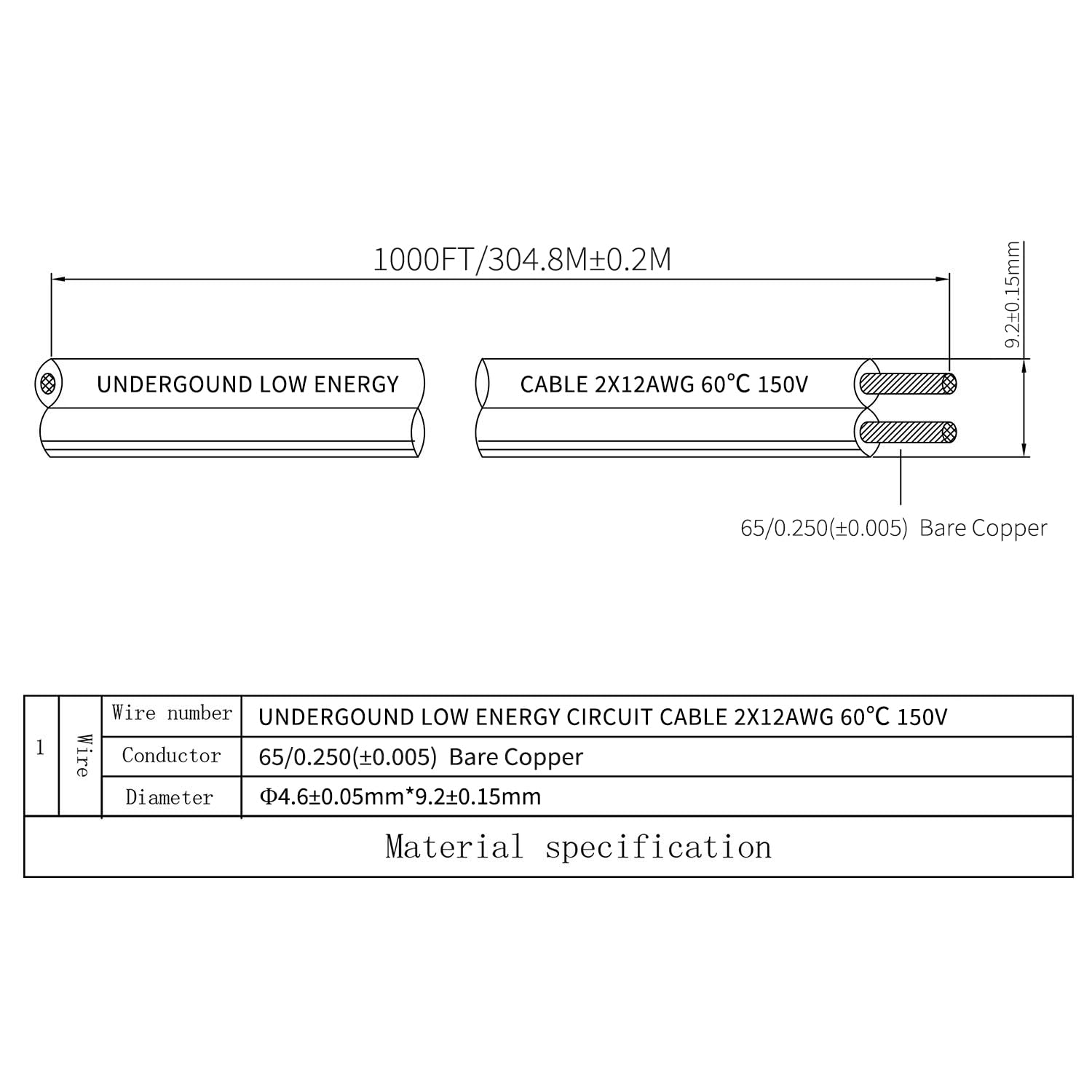 FIRMERST 12/2 Low Voltage Wire Outdoor Landscape Lighting Cable 1000 Feet