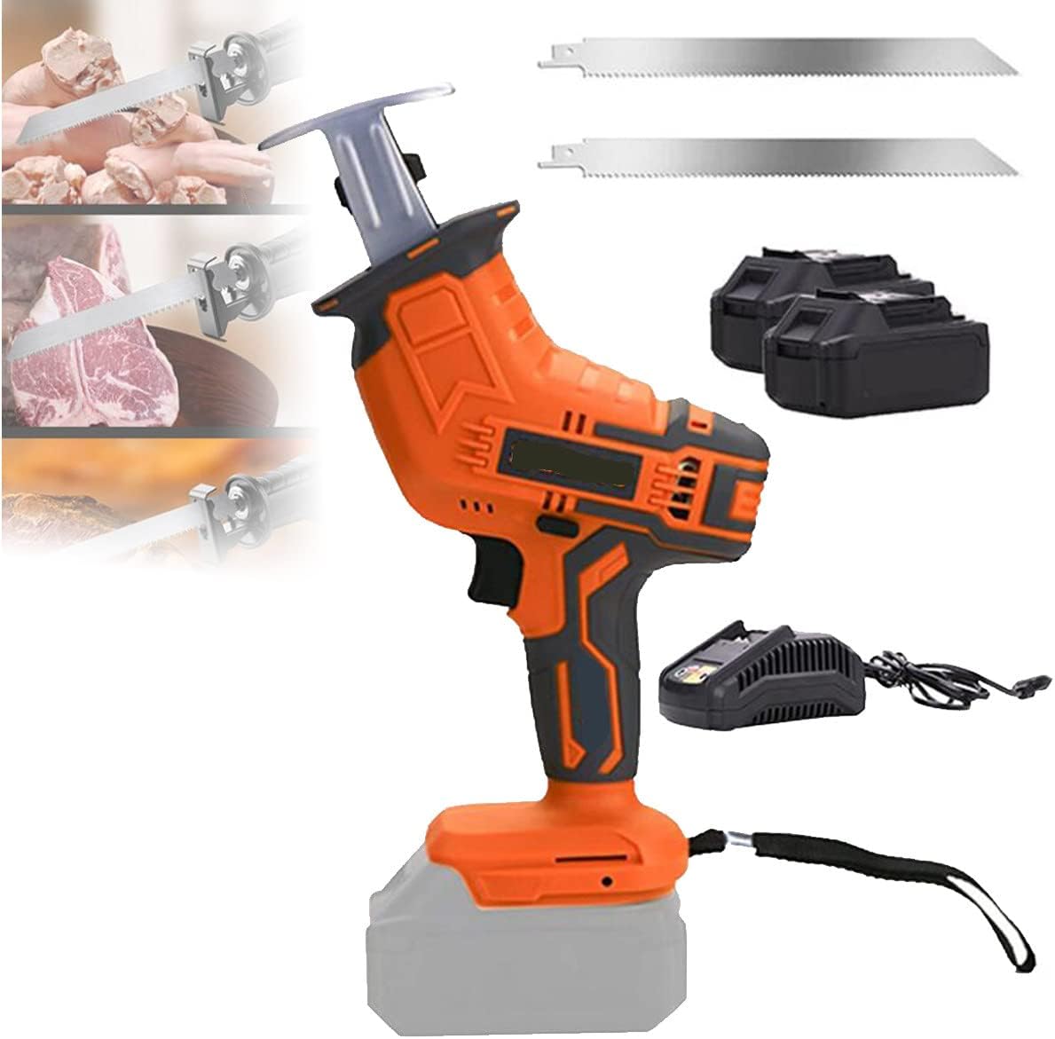Bone Saw Machine, Electric Commercial Home Butchers Saw, Electric Reciprocating Saws,Hacksaw Handheld Cordless Tools for Cutting Meat/Bones,1battery+1sawtooth
