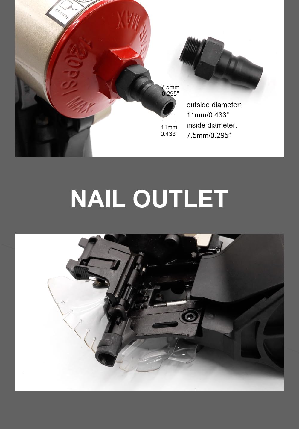 CN70 Coil Nail Gun, 15 Degree Pneumatic Siding Nailer, 1-3/4 Inch to 2-3/4 Inch Framing Coil Nail Gun, Heavy Duty Air Nailer for Pallet Sheathing Wooding Fencing Decking