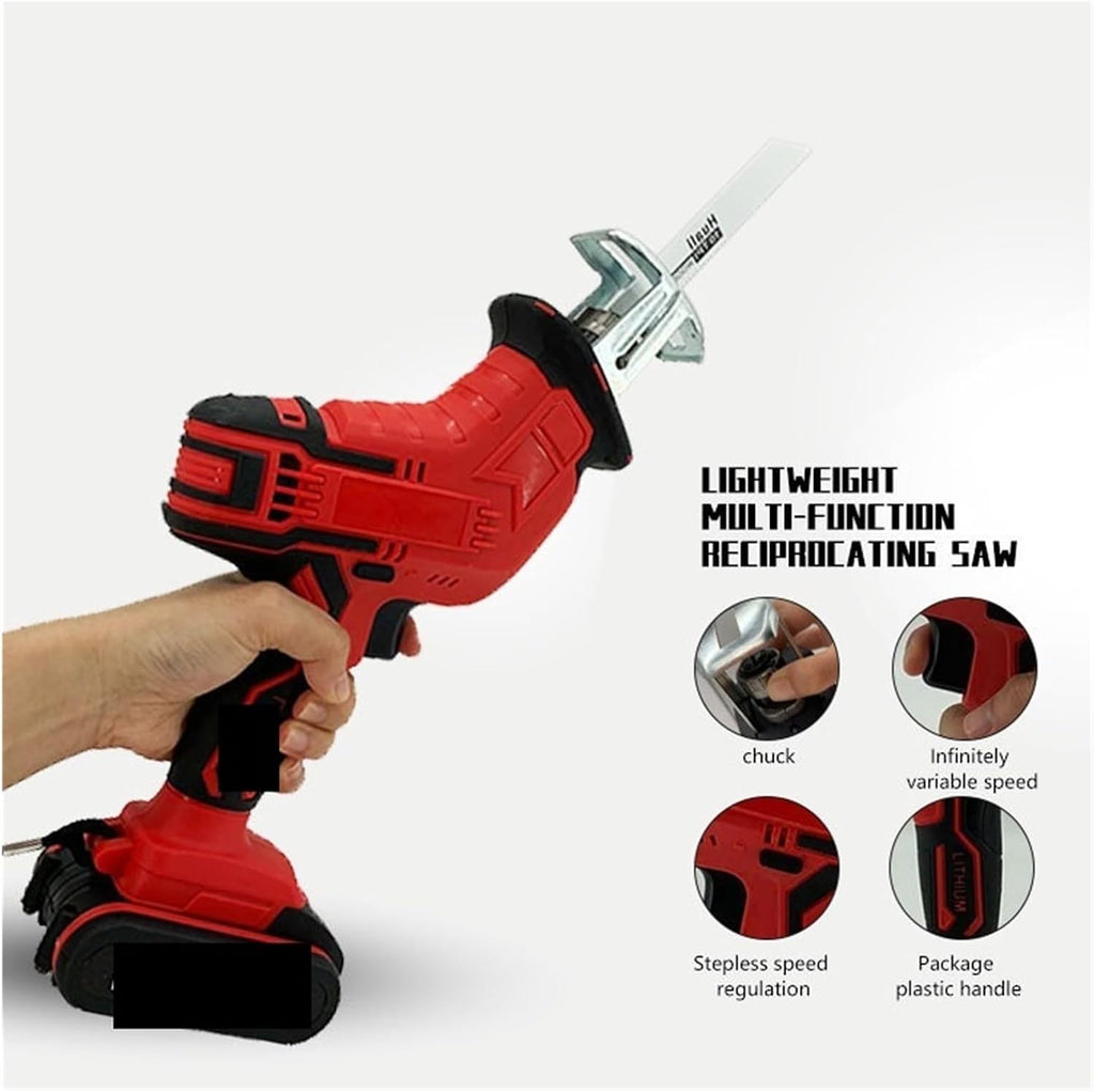 Reciprocating Saw, Cordless Electric Reciprocating Saw Wood Metal Pipe Cutting Saw Electric Cutting Saw Tool