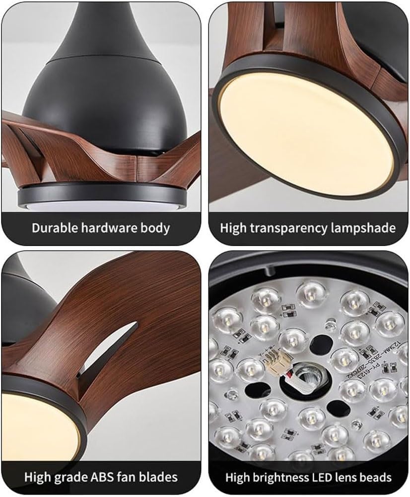 FoRes Ceiling Fans with Lights, Dimmable LED Low Profile Ceiling Fan with Remote Flush Mount 3 Blades Reversible Ceiling Fans Lights, Modern Black 6 Speed Ceiling Fan Light, for Bedroom Farmhouse
