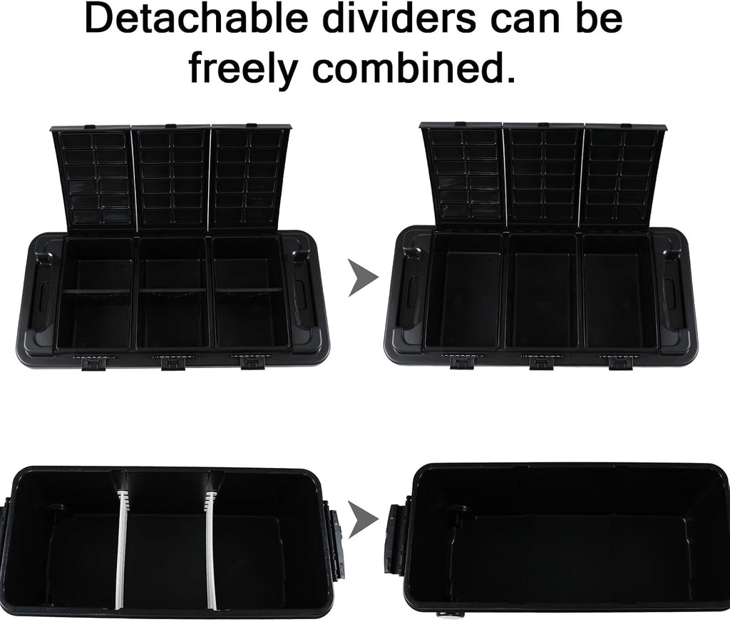 Sadstory 20 Gallon Plastic Wheeled Storage Tote with Compartment, 2 Pakcs
