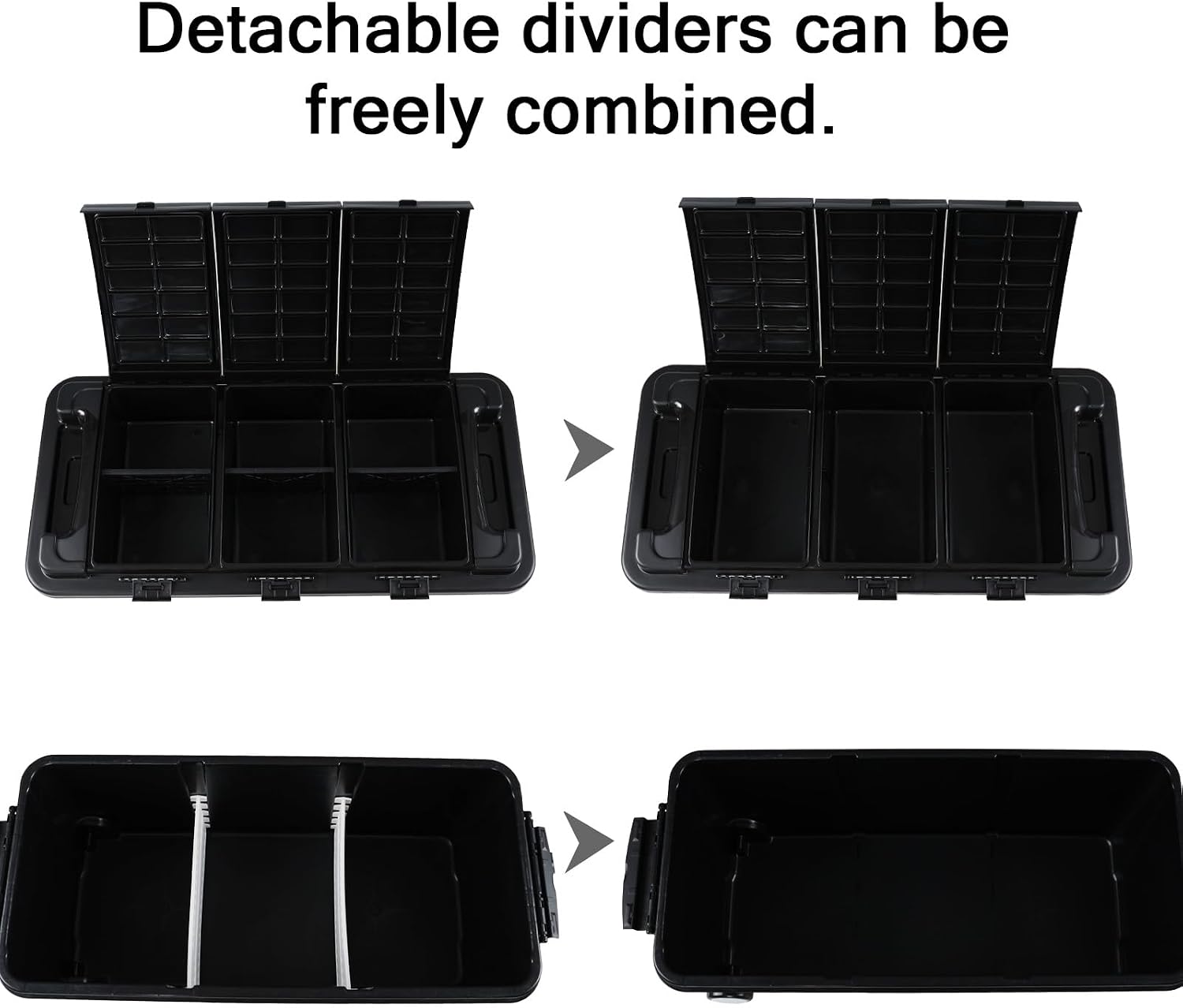 Sadstory 20 Gallon Plastic Wheeled Storage Tote with Compartment, 2 Pakcs