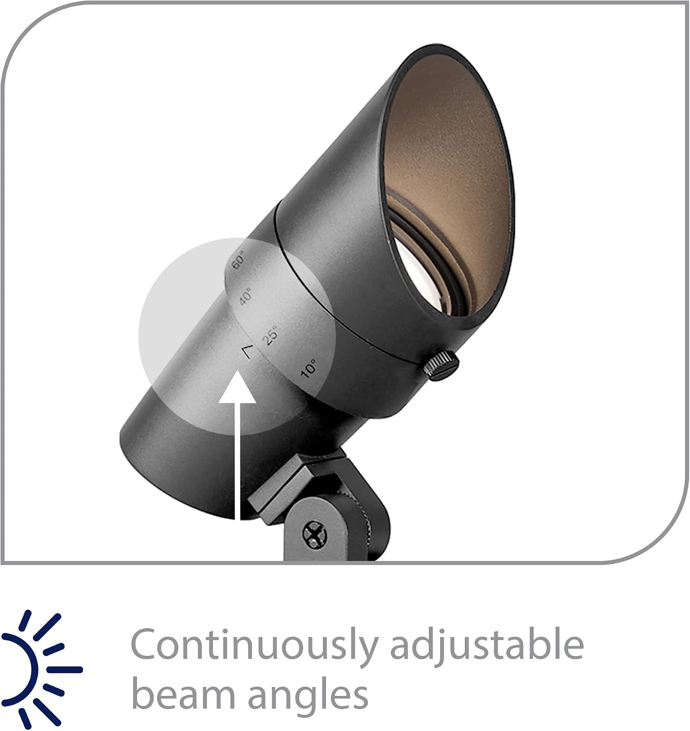 WAC Landscape Lighting, LED 120V Line Voltage Medium Size Accent Light with Adjustable Beam Angle and Integral Brightness Control 3000K Warm White Built-in LED in Black