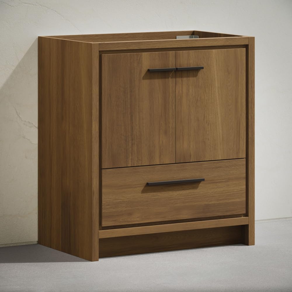 Swiss Madison Virage 30' Freestanding Bathroom Vanity in Brown Oak Without Sink Top