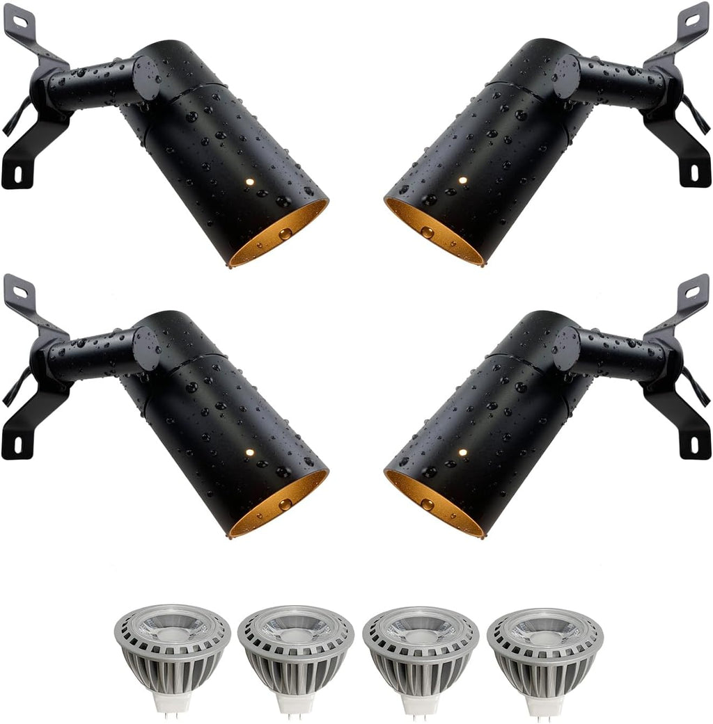 Landscape Lighting Low Voltage Tree Lights Outdoor Moonlight,Replaceable MR16 LED Aluminum for Landscape Down Light Directional Wall Patio Mounted Post Fence Lights Black Finish 4 Packs