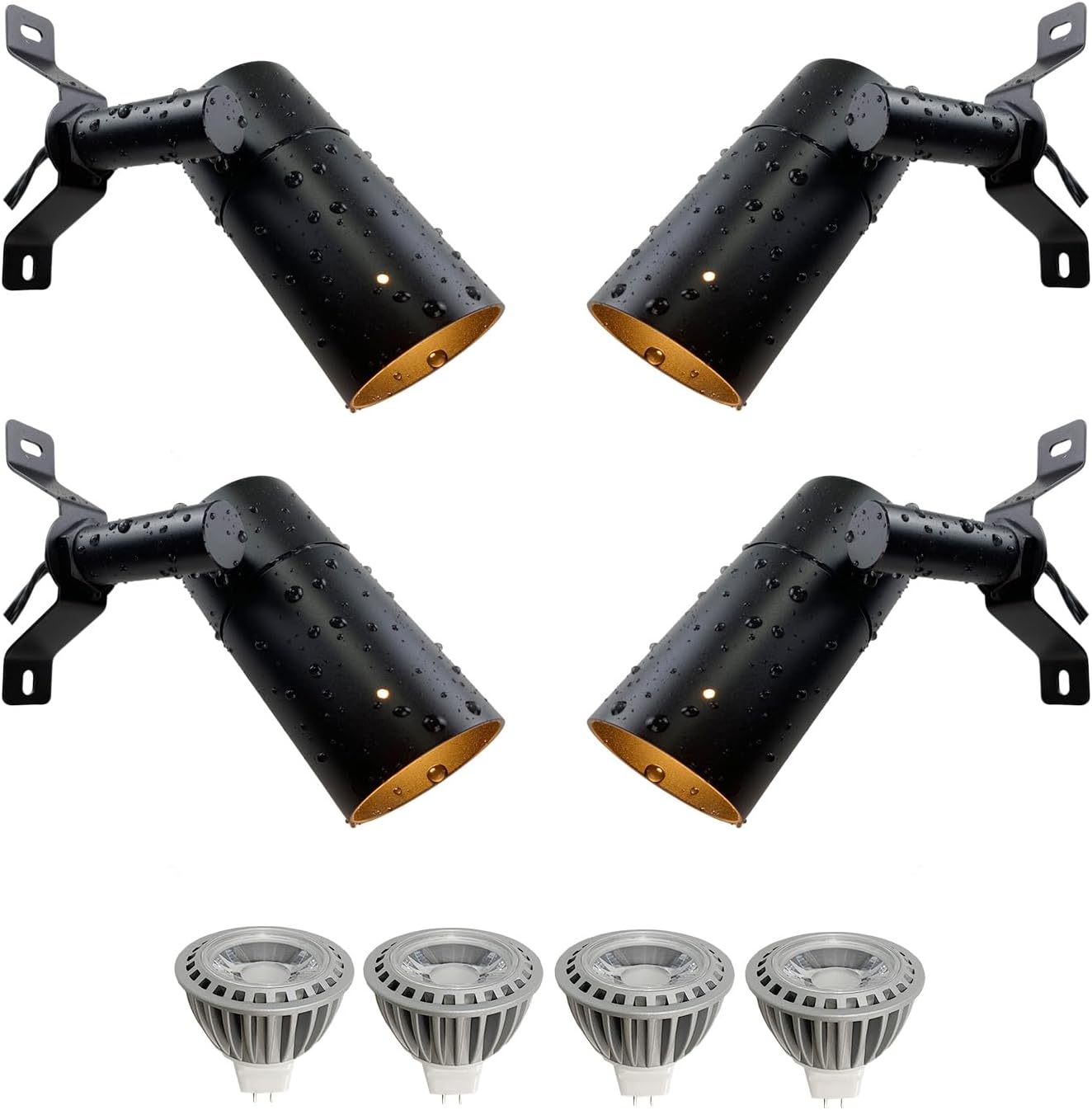 Landscape Lighting Low Voltage Tree Lights Outdoor Moonlight,Replaceable MR16 LED Aluminum for Landscape Down Light Directional Wall Patio Mounted Post Fence Lights Black Finish 4 Packs