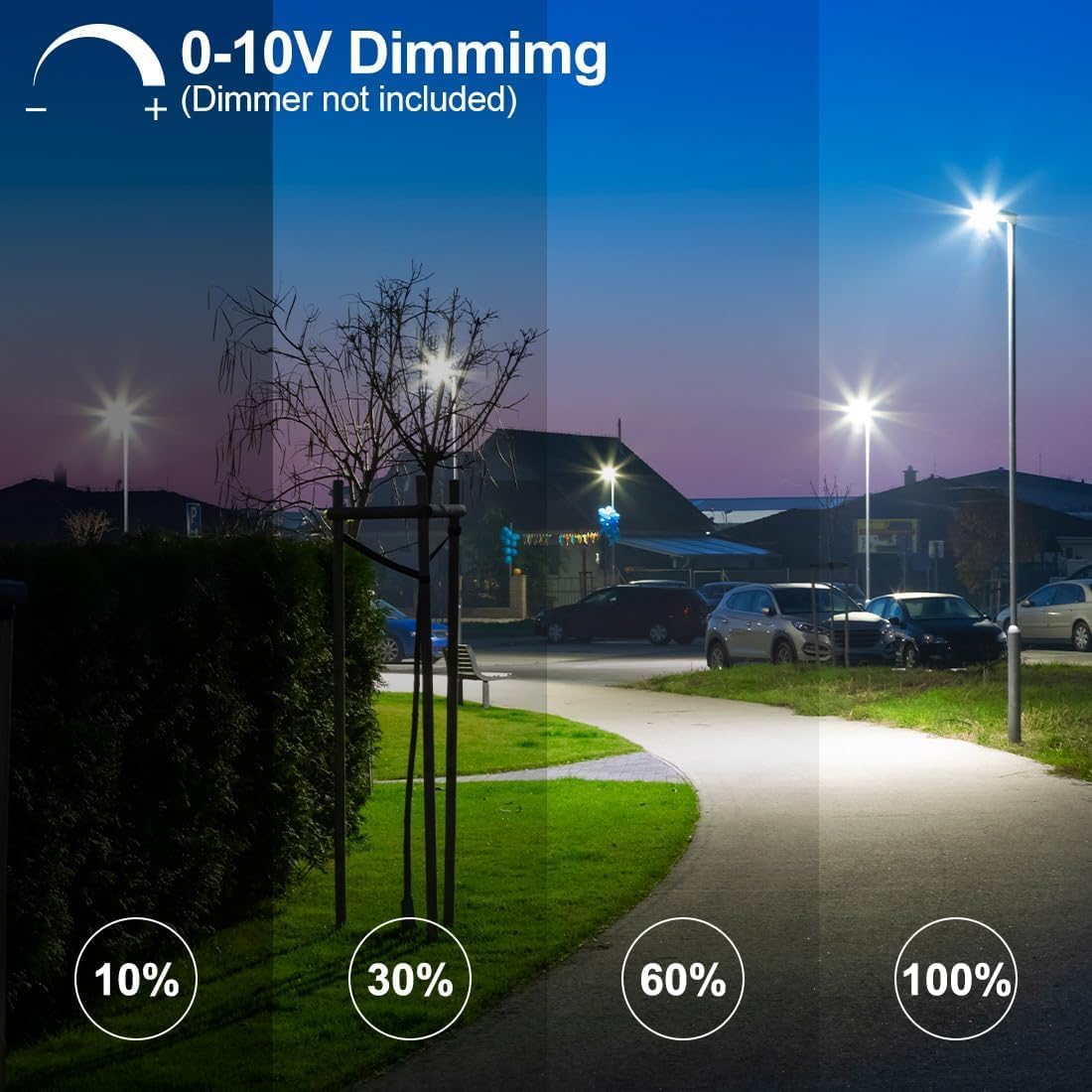 3 Pack LED Parking Lot Light 300W/240W/200W Adjustable 5700K Daylight White Shoebox Pole Light Waterproof Outdoor Area Street Court Security Lighting Fixture,UL DLC Listed