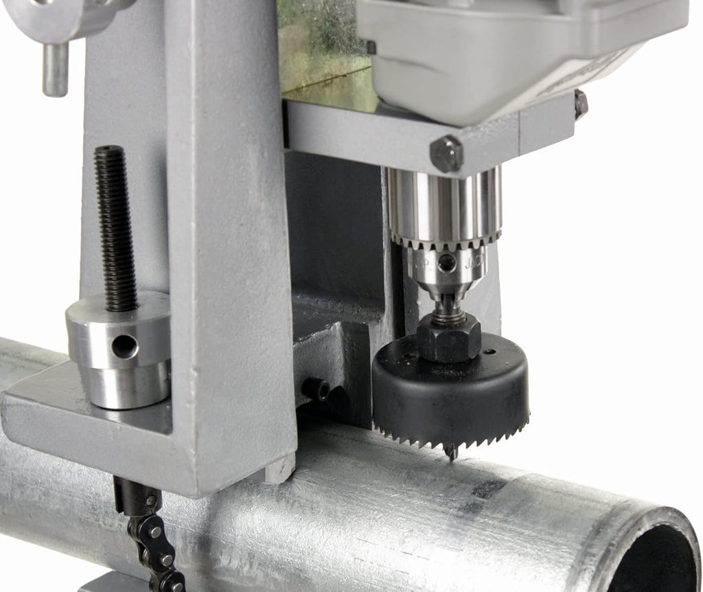 Toledo Pipe KIT HC 3092 Pipe Hole Cutter Chain Vise and Milwaukee 1660-6 1/2' Compact Drill 450 RPM