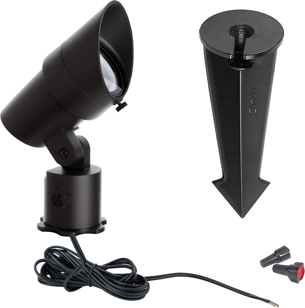 WAC Landscape Lighting, LED 12V Medium Size Accent Light with Adjustable Beam Angle and Integral Brightness Control 50-1300 Lumens 3000K Warm White Built-in LED in Black