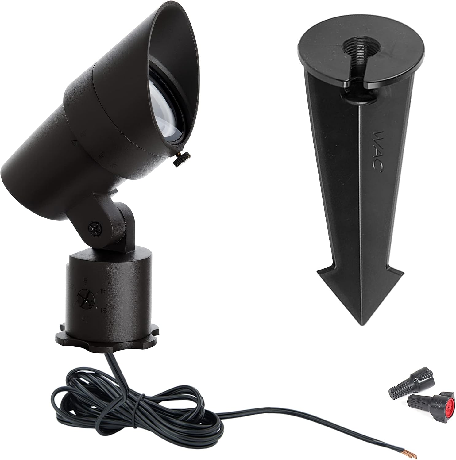 WAC Landscape Lighting, LED 12V Medium Size Accent Light with Adjustable Beam Angle and Integral Brightness Control 50-1300 Lumens 3000K Warm White Built-in LED in Black