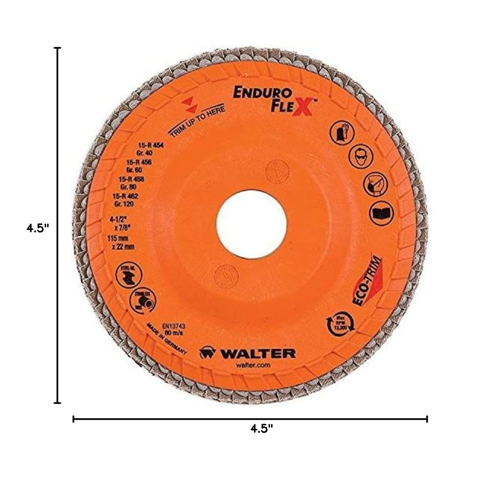 Walter Enduro-Flex™ Flap Disc, 4-1/2' X 7/8' Grit 40, Pack of 10 (15R454)