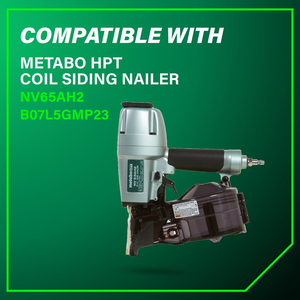 Metabo HPT 13340HPT 2-1/2' x 0.092' Electro Galvanized Ring Shank Wire Coil Siding Nails 3600 count