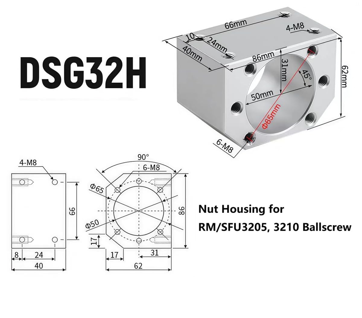 Ball Screw Nut Housing Nut Bracket Holder for RM/SFU3205, 3210 Ballscrew 32mm for CNC Machine Part