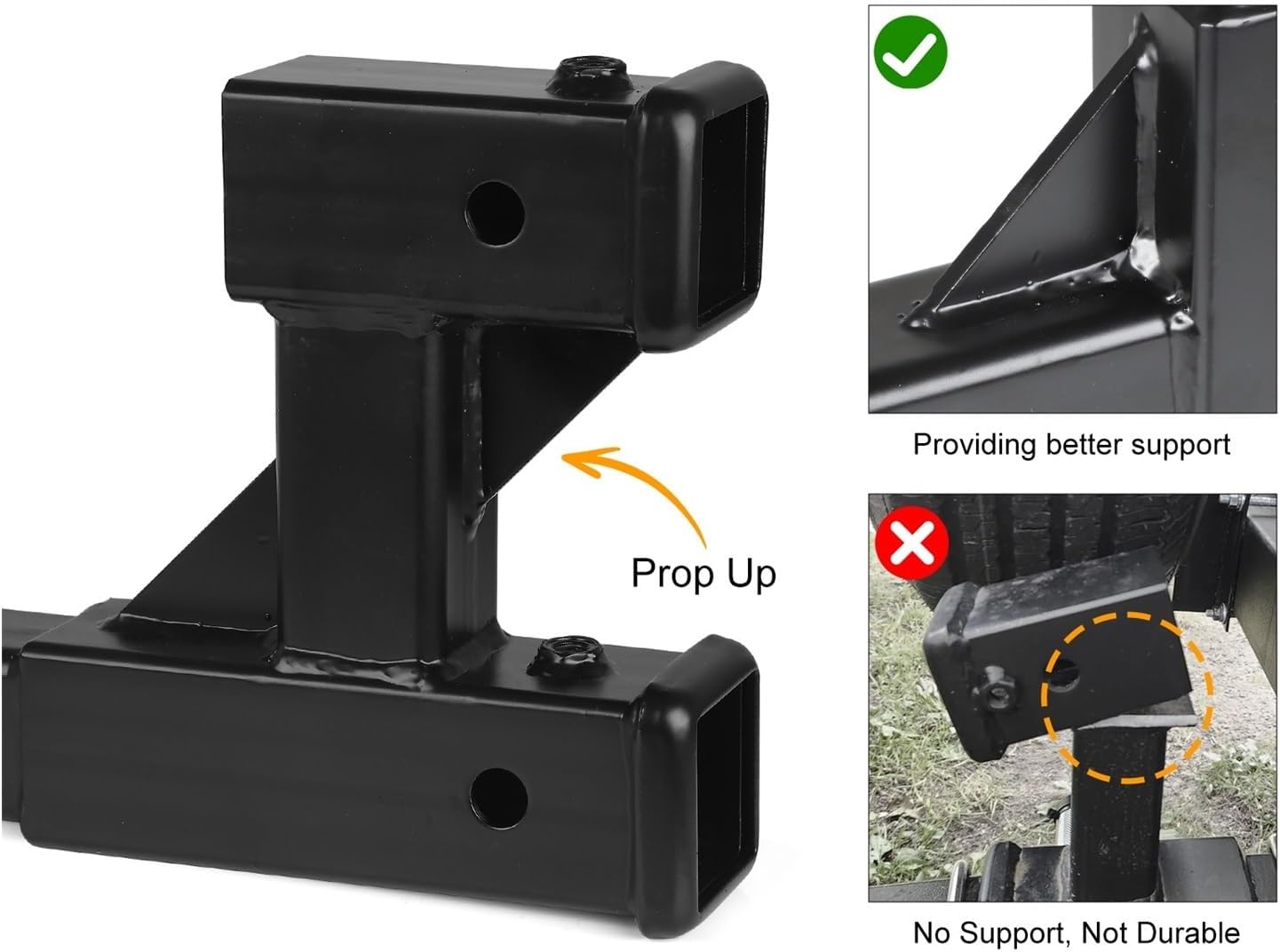 Compatible With 2 Inch Extender To 10 Inch Max Length Adjust 7-1/2 Inch Riser Or Drop 4,000 Lbs Dual Hitch Extension With Bolt Nut Kit