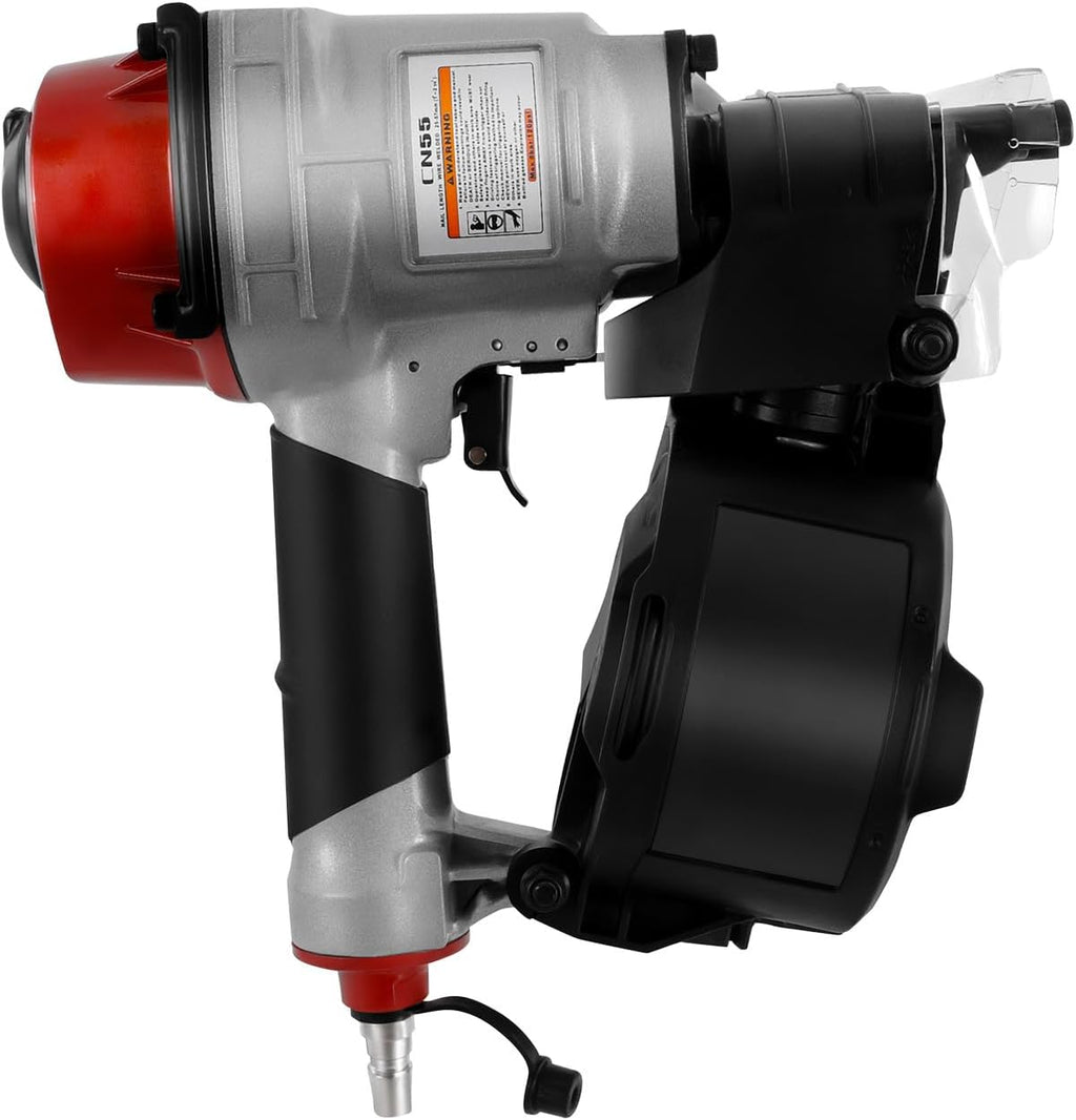 CN55 Industrial Coil Siding Nailer, 25-57mm Pneumatic Coil Nailer 75-100PSI Neumatic Siding Coil Nailer Gun Air Coil Nailer for Pallets Packing Boxes Crates and Fence