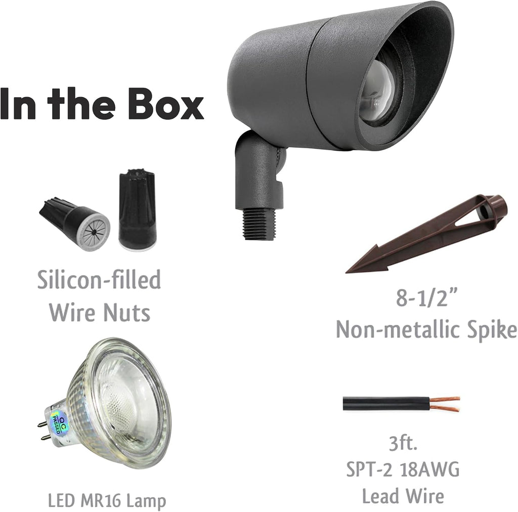Westgate Lighting LED Directional Landscape Lights Die - Cast Aluminum Housing - IP67 Waterproof - 12V AC - 36° Beam Angle - All Accessories Included (12 Black)