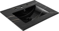 JONATHAN Y Ancillary 24 in. W x 18.25 in. D Ceramic Vanity Sink Top with 3-Hole Rectangular Single Sink Basin, Black Marble Effect SNK1001D