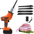 electric meat and bone saw Electric Commercial Home Butchers Saw, Electric Reciprocating Saws,Hacksaw Handheld Cordless Tools for Cutting Meat/Bones 450W (2Battery)