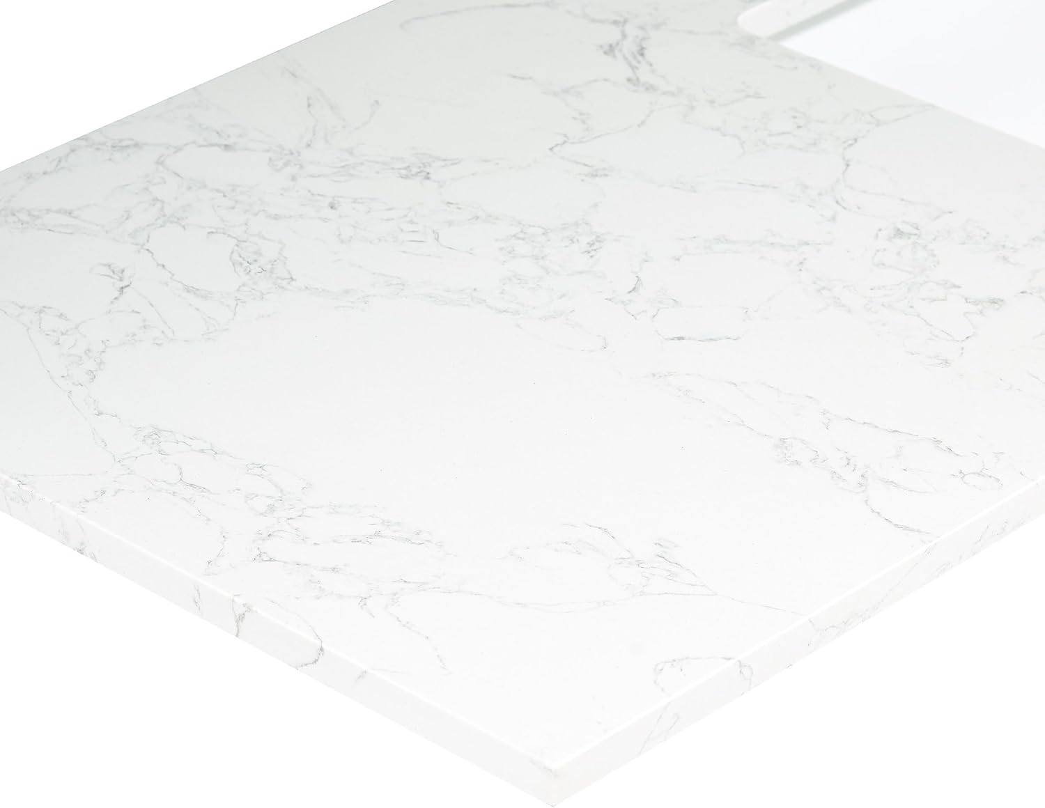 Altair Design Ceres 73' Engineered Stone Vanity Top in Grain White with Double White Sinks
