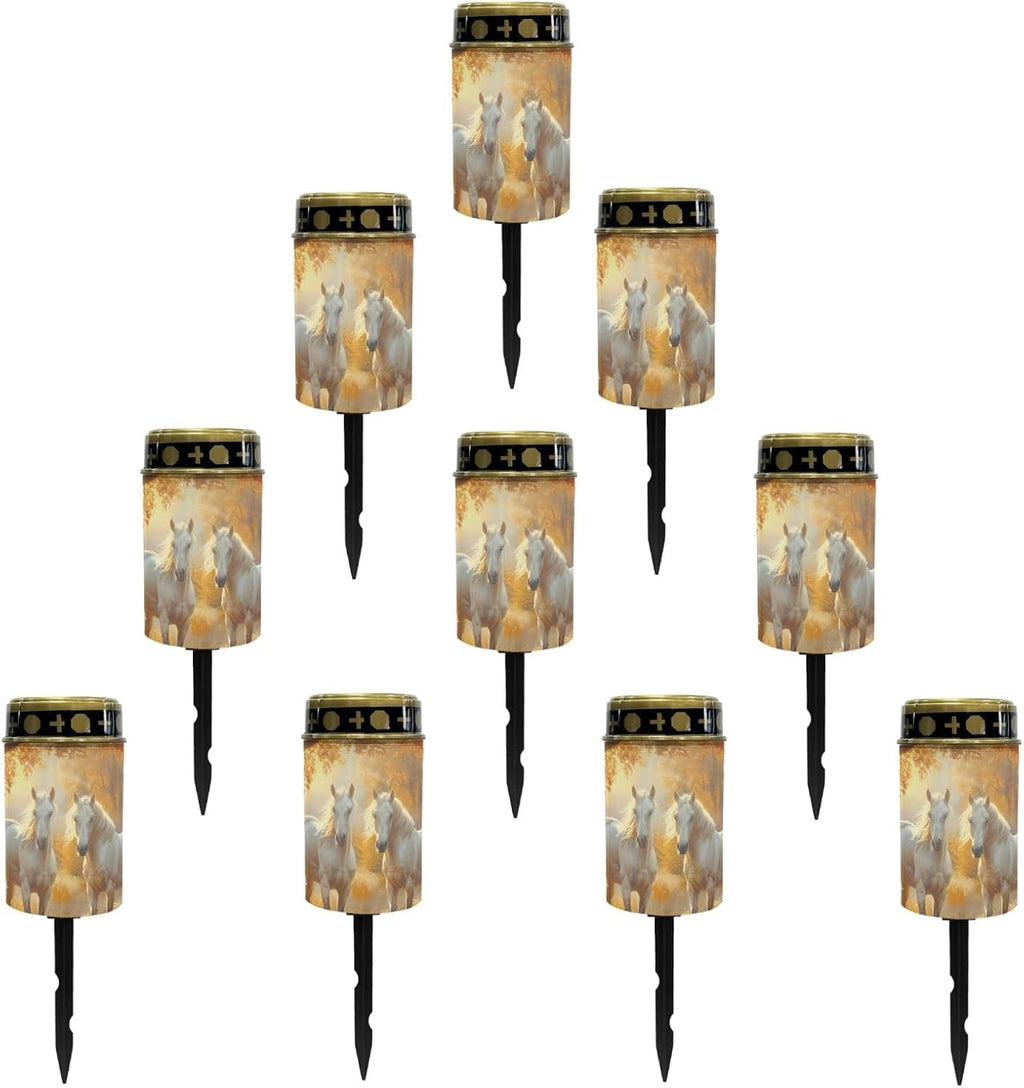Horse Solar Garden Lights Waterproof Solar Pathway Lights Outdoor Solar Lantern Stake Lights Autumn Leaves Outdoor Decorative for Yard Patio Spotlight Driveway