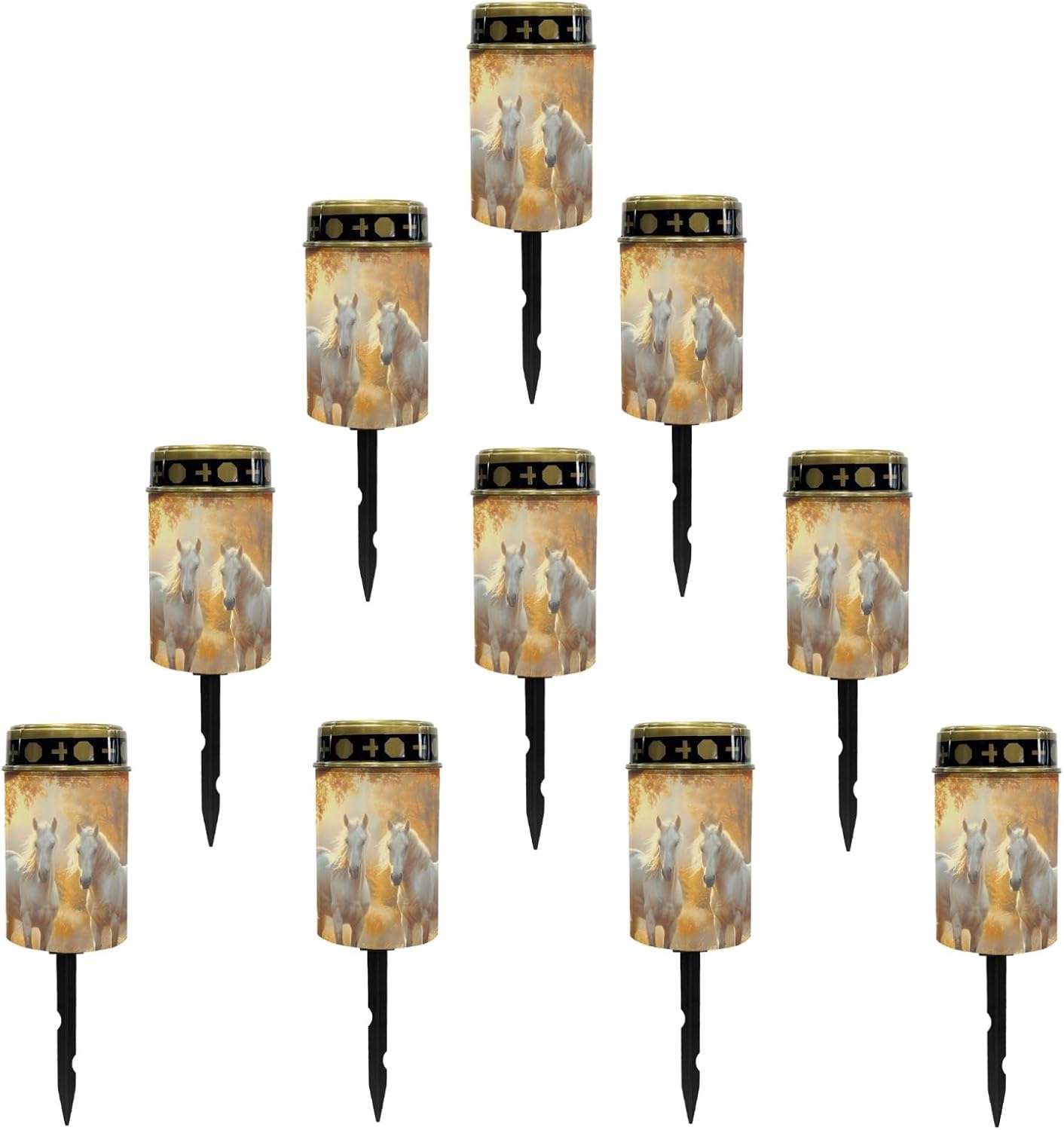 Horse Solar Garden Lights Waterproof Solar Pathway Lights Outdoor Solar Lantern Stake Lights Autumn Leaves Outdoor Decorative for Yard Patio Spotlight Driveway