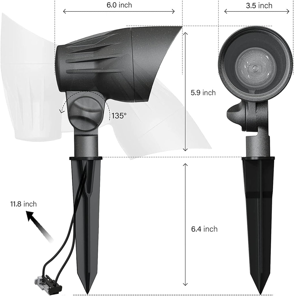 VENUS MANUFACTURING 16 Pack Low Voltage Landscape Flood Light 50W Halogen Outdoor Landscape Lighting Kits 380 Lumen Black Waterproof Spotlights 12V 3000K Warm White Metal Tree Lights for Garden & Yard