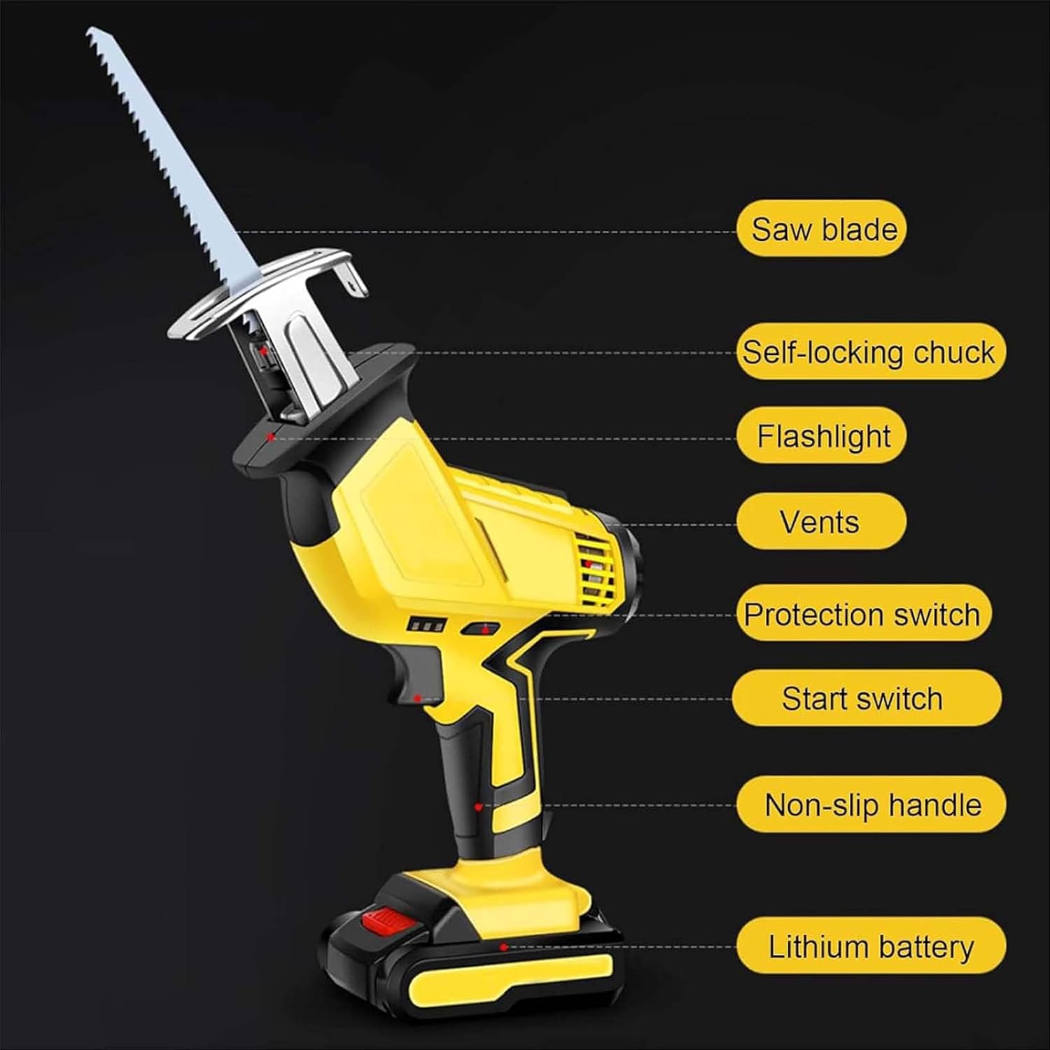 Electric Reciprocating Bone Saw Multifunction Reciprocating Saw Portable Electric Bone Saw Cordless Reciprocating Saw for Wood Trees Metal PVC Pipe Cutting