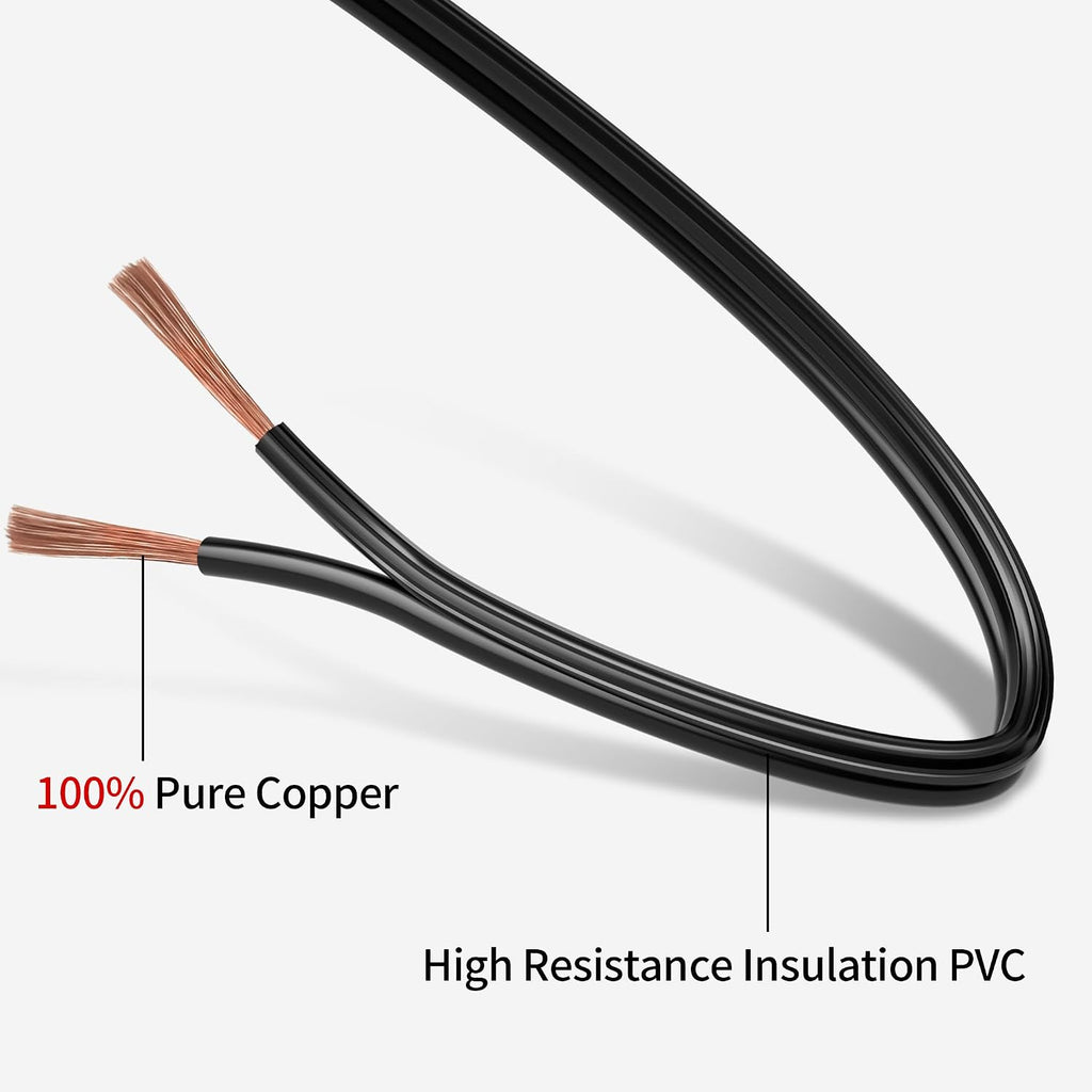 Energeaster 250 Feet 12 Gauge Wire, 12/2 Low Voltage Landscape Wire Pure Copper - Outdoor Direct Burial Waterproof, Electrical Cord 2-Conductor for Low Voltage Landscape Lighting