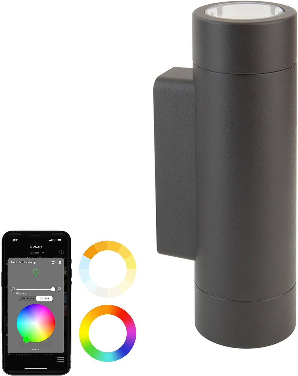 WAC Lighting LED 12V Colorscaping Smart App Controllable Landscape Lighting with RGBWW Color Changing and Tunable White Wall Cylinder with Adjustable Beam Angle in Bronze