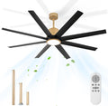 65in Black & Gold Ceiling Fan with Lights 8-Blade Outdoor Ceiling Fan for Patio Ceiling Fan Light with Remote Control, Reversible Airflow Ceiling Fan for Garage Master Bedroom