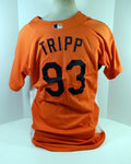 2007-08 Baltimore Orioles Brandon Tripp #93 Game Used Orange Jersey BP ST 001 - Game Used MLB Jerseys