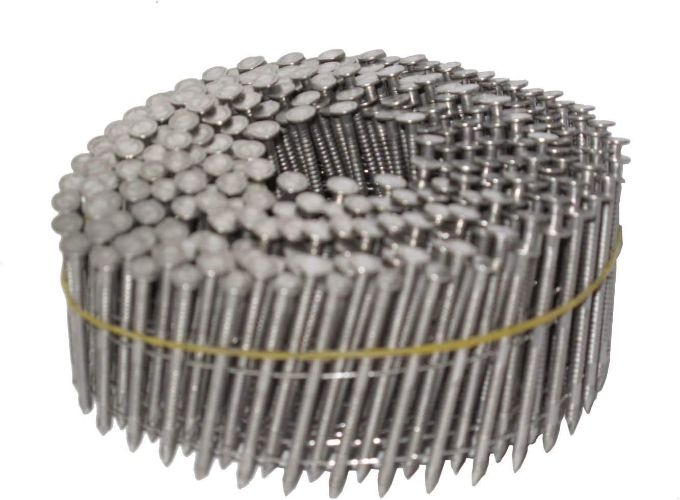 1-1/2 Inch by 0.093 - Ring Shank Siding Nail - 15 Degree Wire Coil - Stainless Steel - 3600 pc. / CTN
