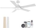 Lorpies 52' Smart Ceiling Fan with Lights Remote,Voice Control via Alexa Google WIFI App,Ultra Quiet DC Motor,Outdoor Indoor Modern Ceiling Fans,6-Speed for Bedroom Patio Porch,White and Wood Color