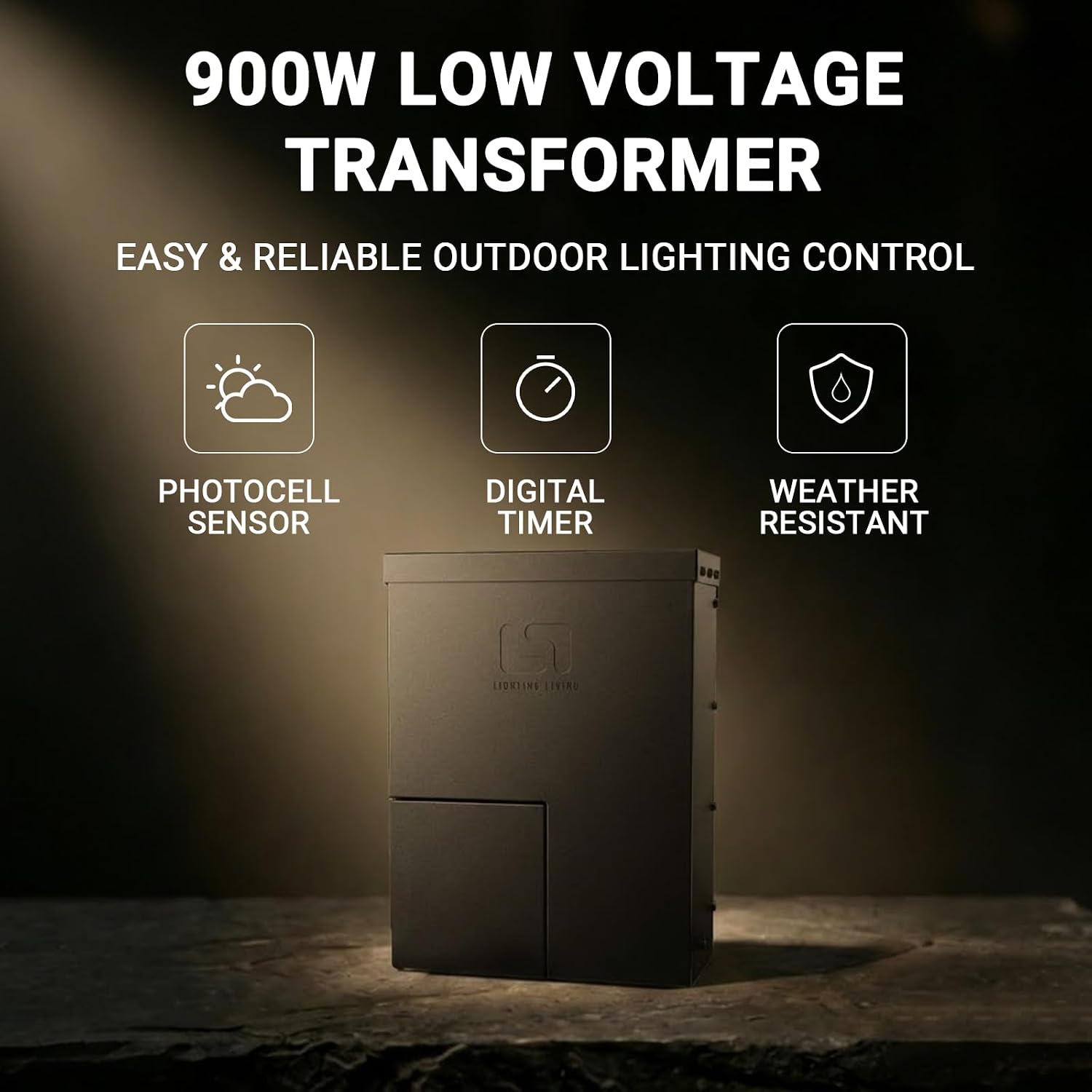 Low Voltage Transformer 900W Landscape Outdoor Lighting Transformer 120V AC to 14V &12V AC Weatherproof for Outdoor Lights, LED Spotlights and Pathway Garden Lighting