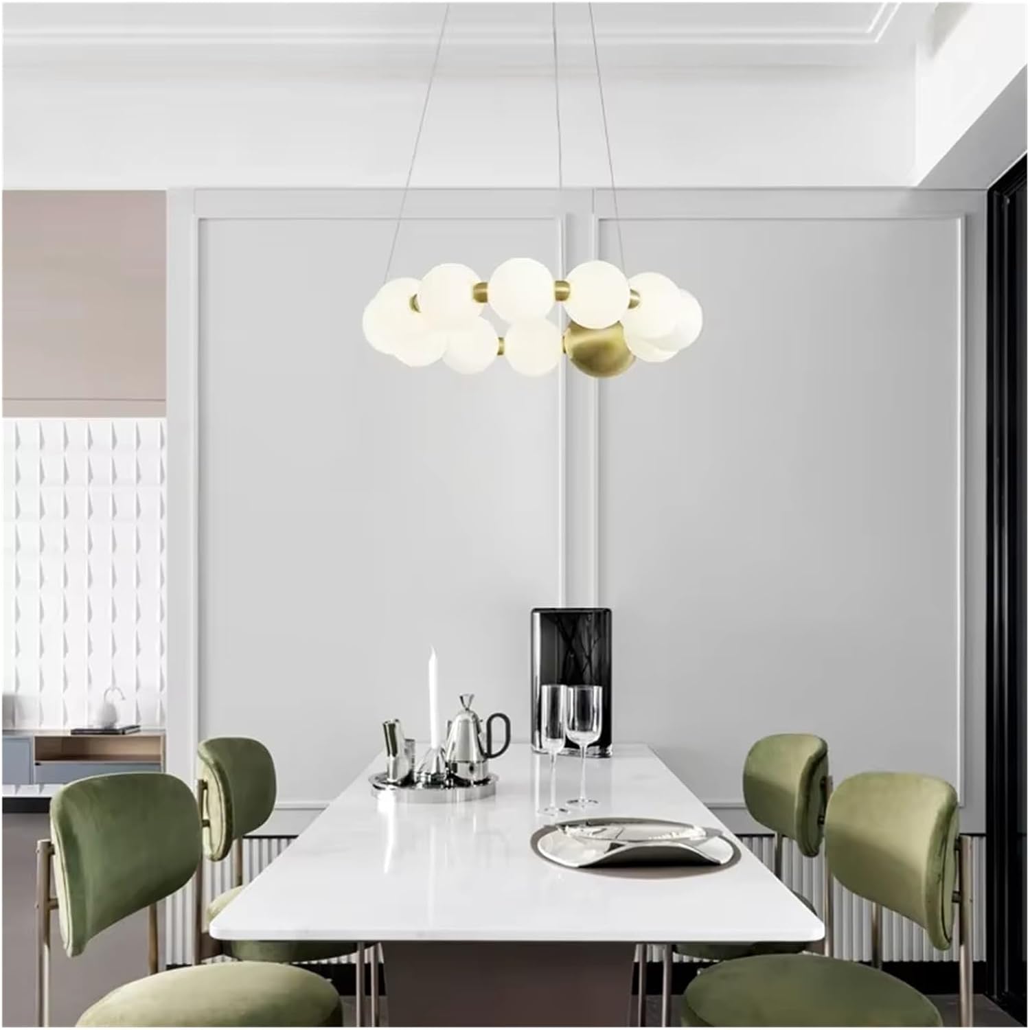 Led Chandelier Living Room Dining Room Hanging Light Fixtures 3 Color Temperature Dimming Acrylic Ball Lamp-3 Color Temperature-D42cm