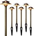 Gardencoin Solid Brass Low Voltage Landscape Pathway Lights (6'' Shade, 19'' Tall), 12V LED Heavy Duty Path Lighting Outdoor Wired, Waterproof Antique Bronze Walkway Light Without G4 Bulb,6 Pack