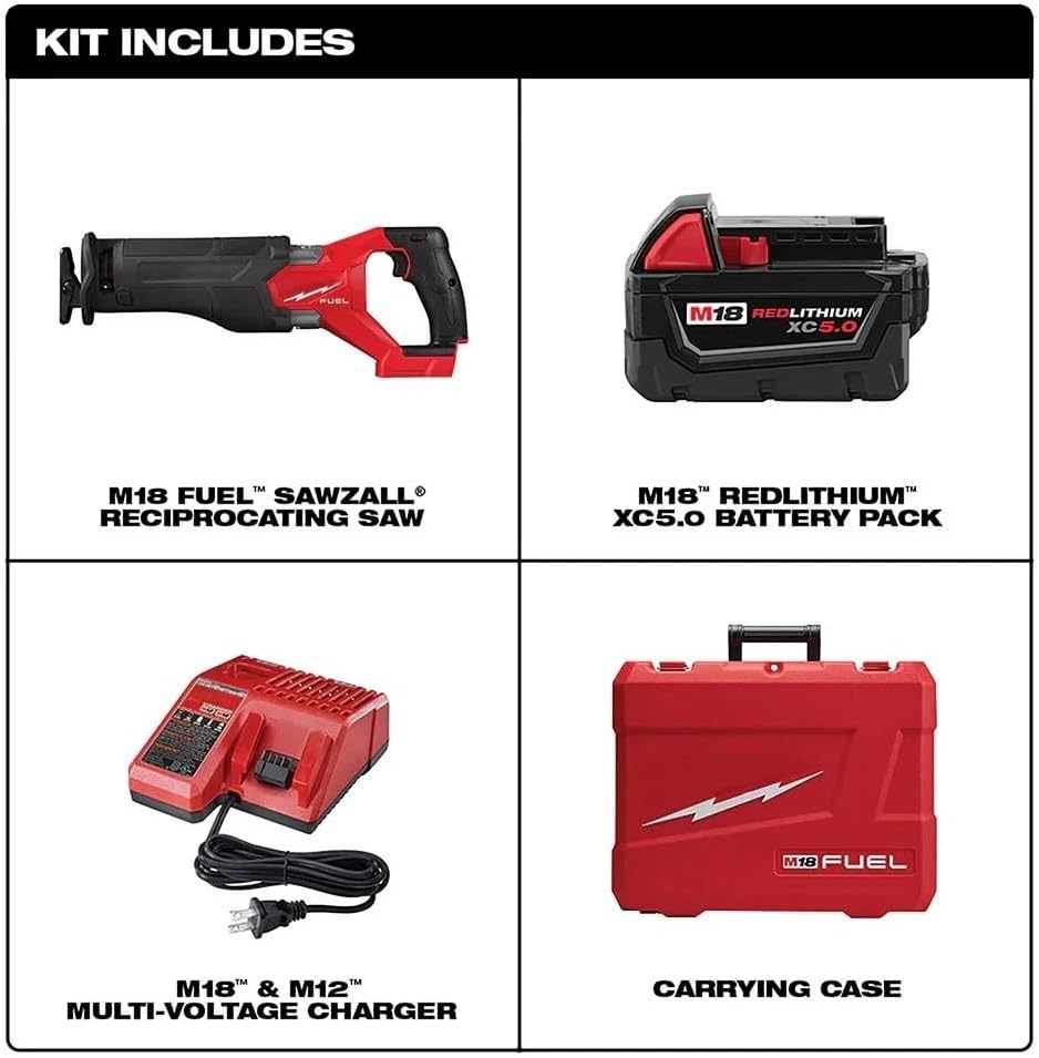 2821-21 Variable speed Power Reciprocating Saws for Milwaukee M18 FUEL Brushless Reciprocating Saw Kit Red/Black