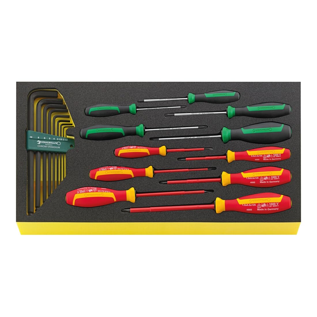 Stahlwille 96830129 DRALL+ Screwdriver Set, 20 Pieces with Torx, VDE Electricians, Cross-head, and Ball-Ended Hex Key Wrenches, Made in Germany