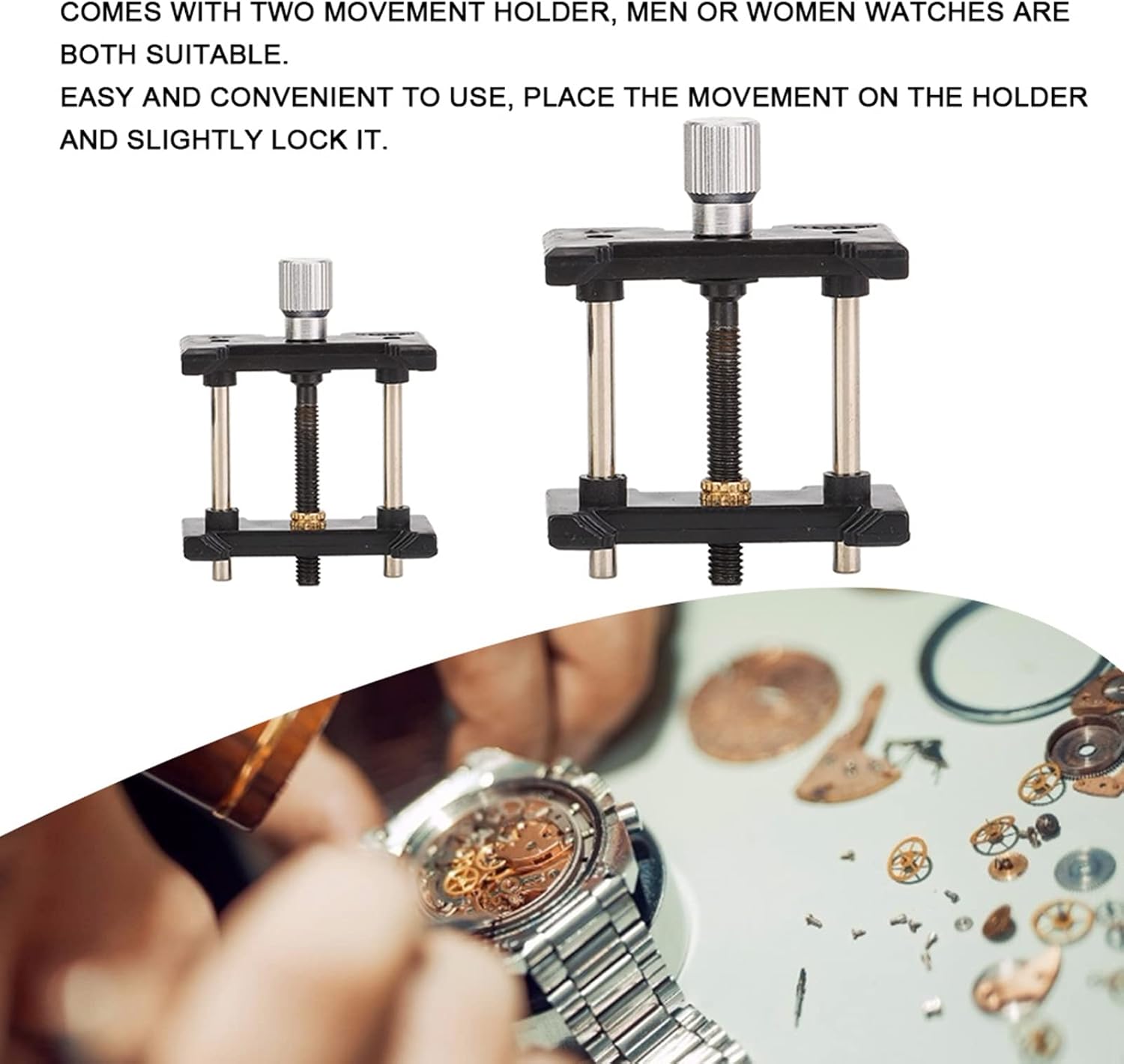 2PCs Watch Movement Holder Fixed Base Set Watch Movement Case Holder Vice Clamp for Watch Repair Jewelry Making Hobby Craft