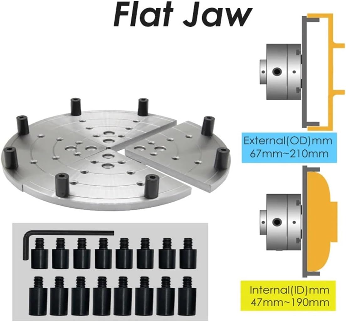 4-Inch Wood Lathe Chuck Step Jaw - High Precision CNC Machined Steel for Enhanced Clamping,1pcs(Flat Jaw)
