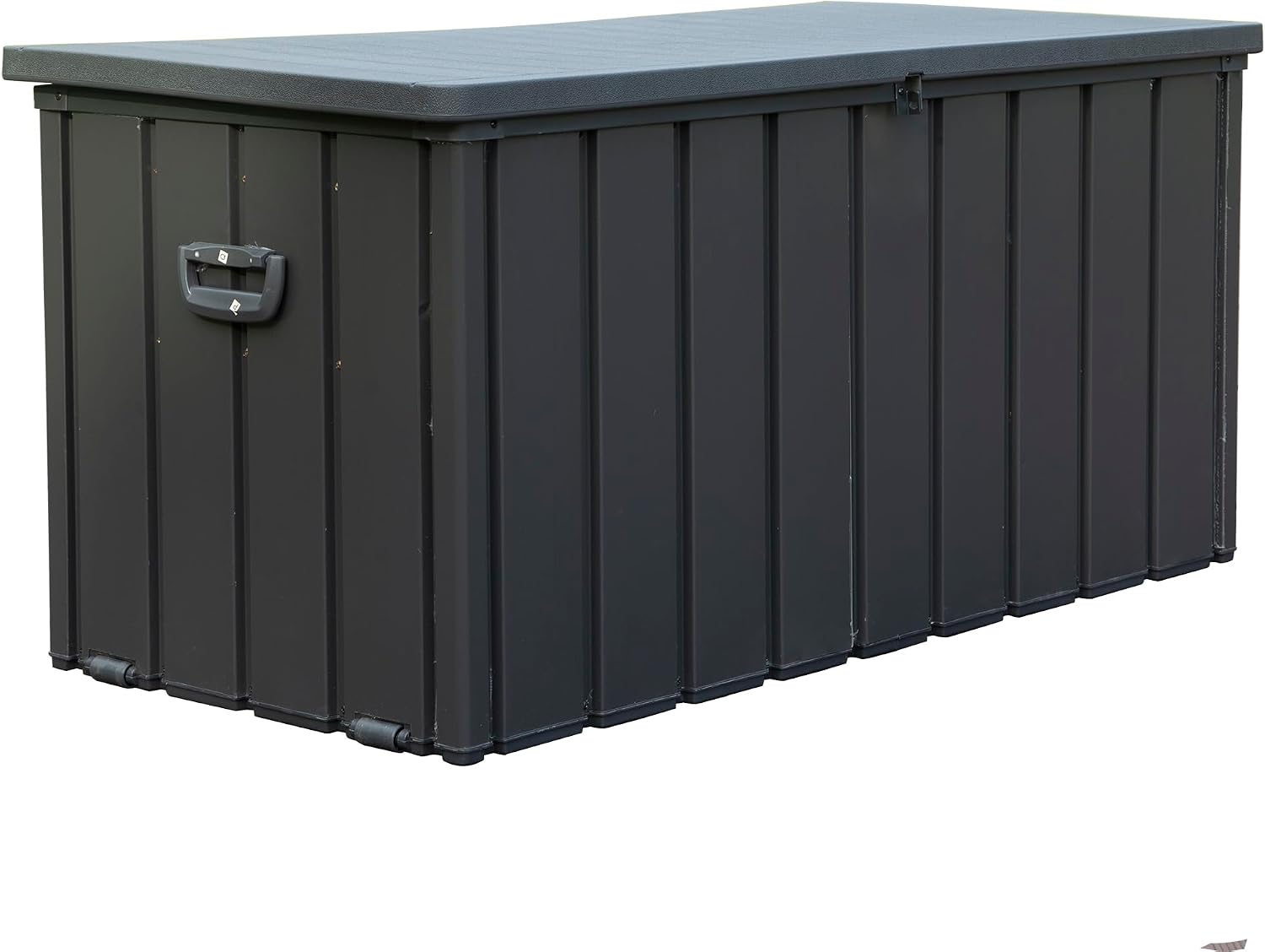 CHUNLY 120 Gallon Waterproof Deck Box with Lockable Resin Lid, Storage Bench w/Mobility Rollers, Outdoor All-weather Patio Storage Box for Outside Cushions, Garden Tools (Dark Gray)