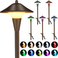 Low Voltage Path Lights, 12V 5W LED RGB Wired Landscape Path Lights Outdoor for Driveway Walkway Pathway, RGB Color Changing for Christmas Party Halloween, IP65, ETL, Bronze, Pack of 6