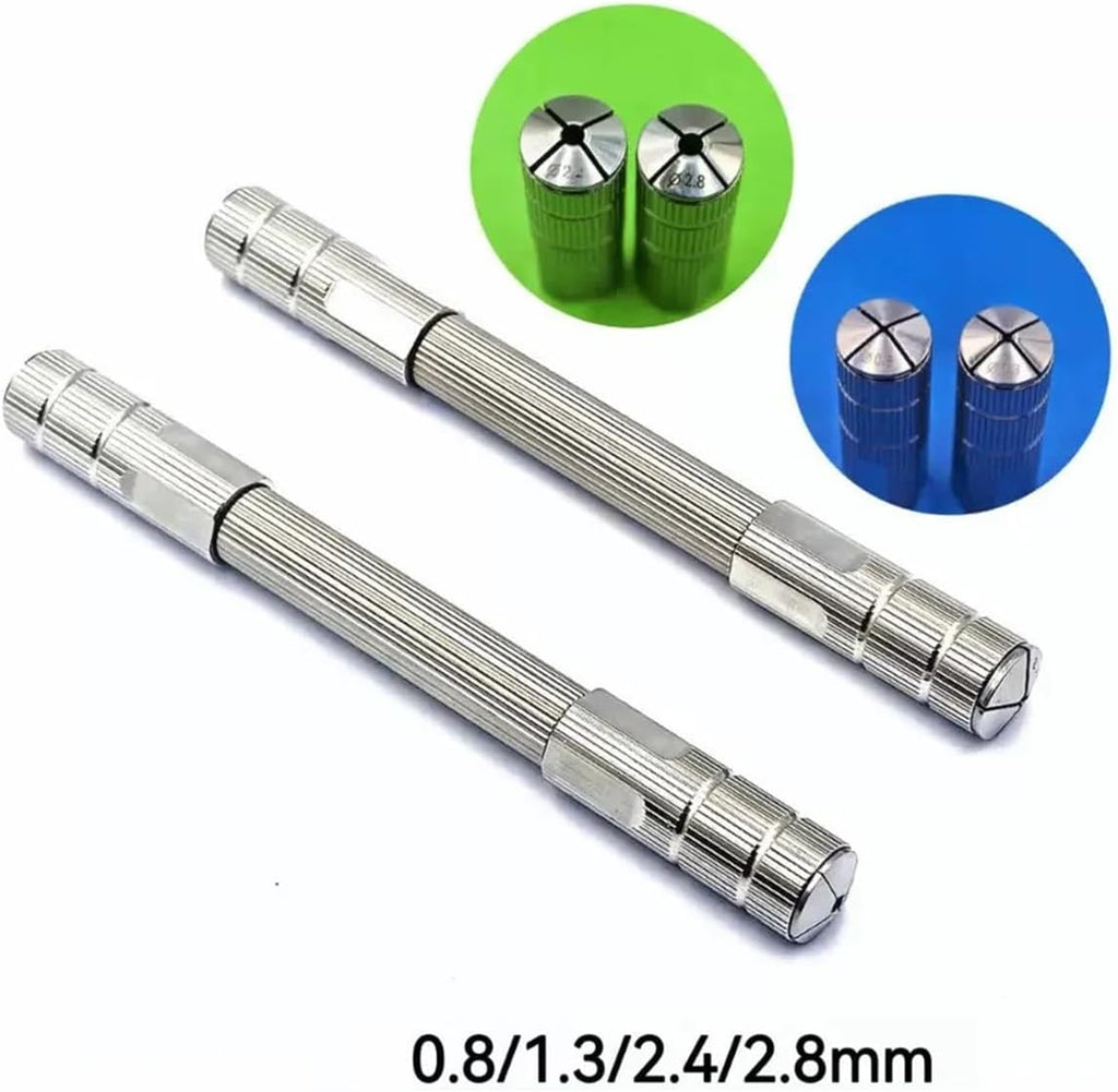 Double Ended Pin Vise Precision Stainless Steel Double-Ended Tweezers Vise Holding Tool Adjustable Jaws 0.8/1.3/2.4/ .8mm For Watch Repair