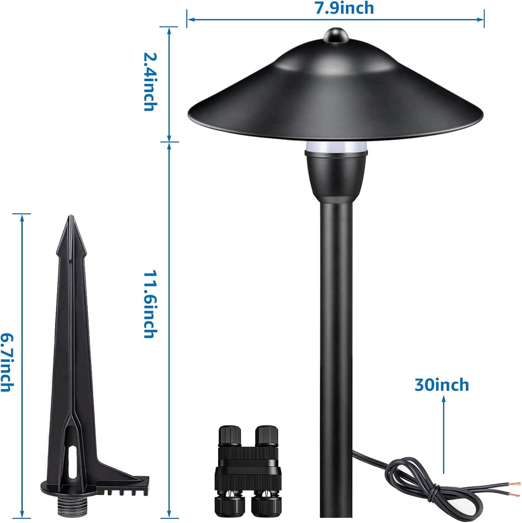 SUNVIE LED Low Voltage Landscape Lights 3W Cast-Aluminum Pathway Lights Low Voltage 12-24V Waterproof Landscape Path Lights 3000K Landscape Lighting for Yard Garden Walkway ETL Listed Cord, 12 Pack