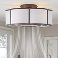 20' Farmhouse Ceiling Fan with Lights Flush Mount, Brown Enclosed Ceiling Fans with Lights Remote Control, Caged with 6 Speeds for Bedroom, Living Room, Nursery