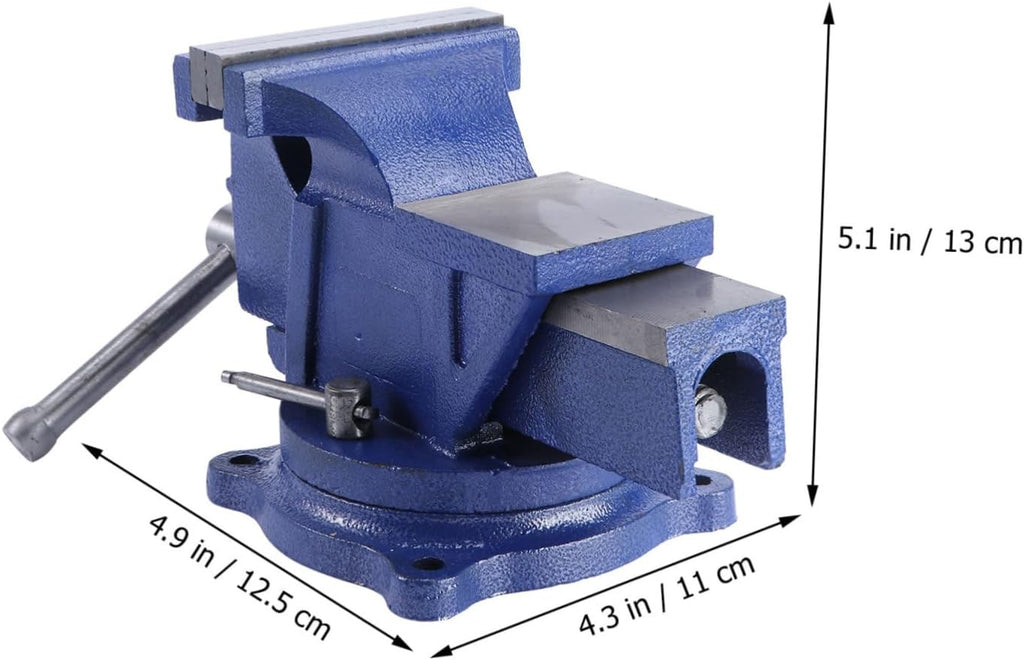 TEHAUX Heavy Duty All-Steel Bench Vise Clamp for Woodworking Metalworking and DIY Projects 4-Inch Swivel Base High Precision Jaw Opening