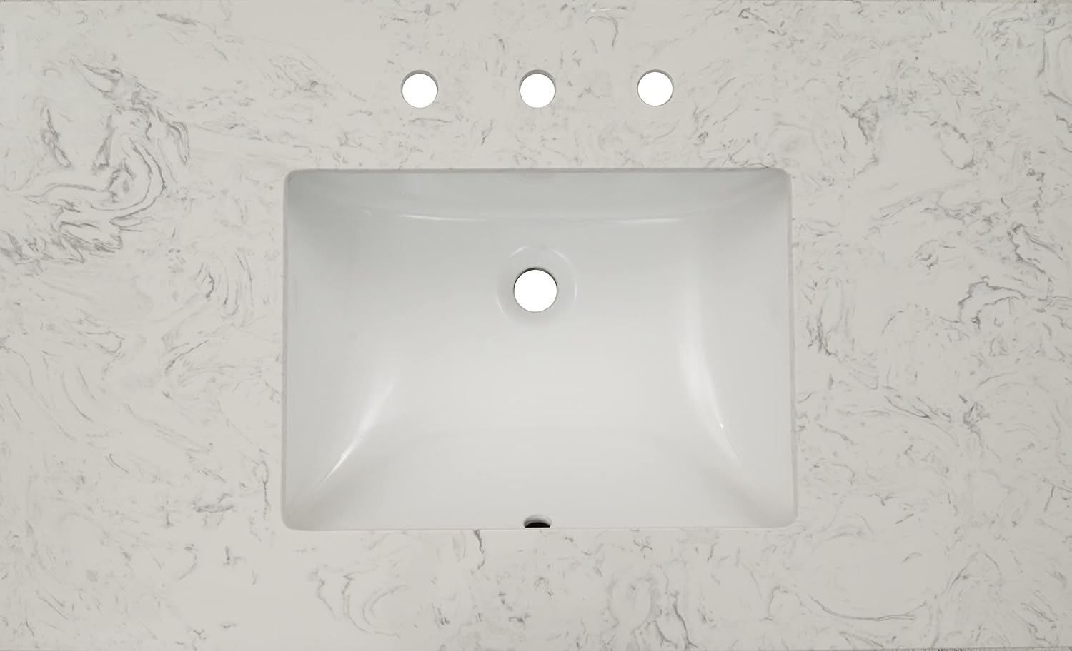 MSI Carrara Sky Vanity Top with Under Mount Rectangle Ceramic Sinks, Engineered Marble Stone, 4' CC Faucet Holes, 37'X22'