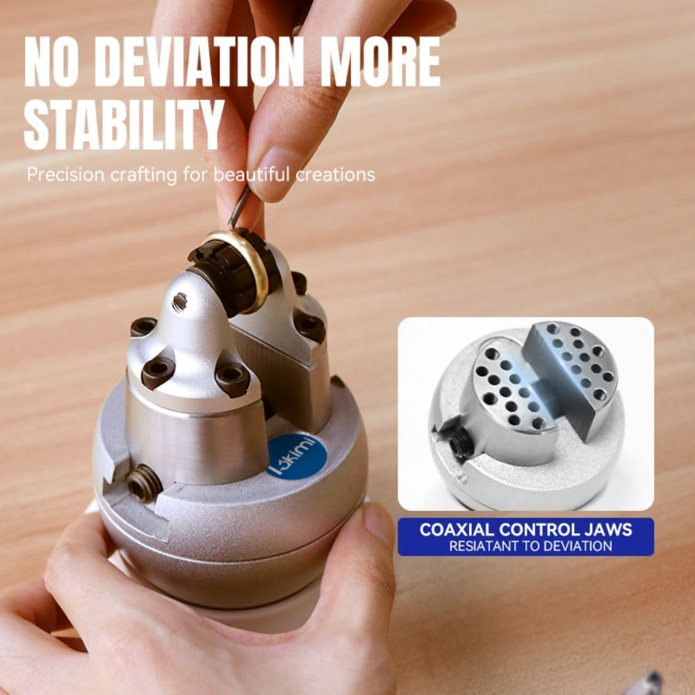 Lakimi Ball Vise - 3 Inch Engravers Vise with Self-Centering Jaw, Rotational Brake, 360° Rotation, 78 pcs Engraving Setting Tool Accessories, Stainless Steel A04C